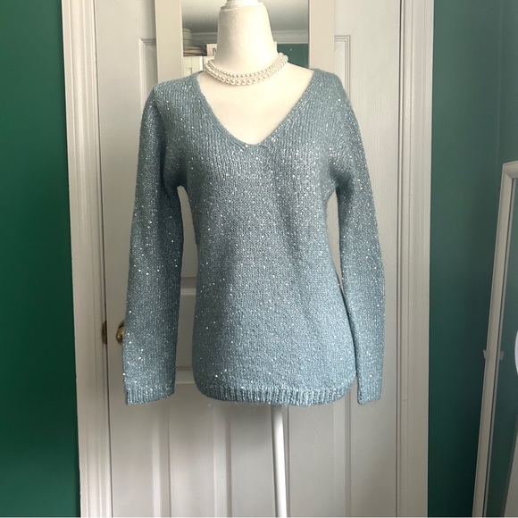 Joe Fresh Mint Blue Sparkly Sweater Small - Picture 7 of 14
